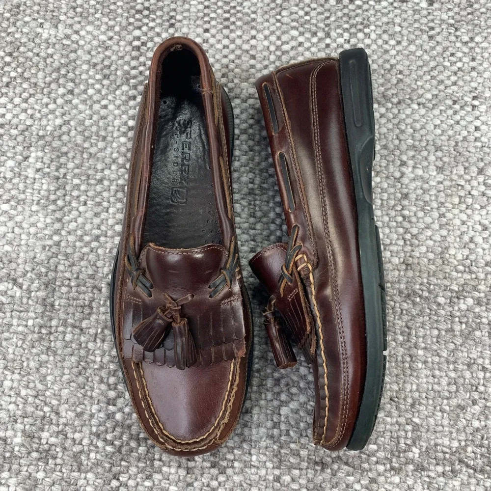 Sperry Top-Sider Loafers Mens 9M Brown Leather Kiltie Tassel Boat Shoes 0717157